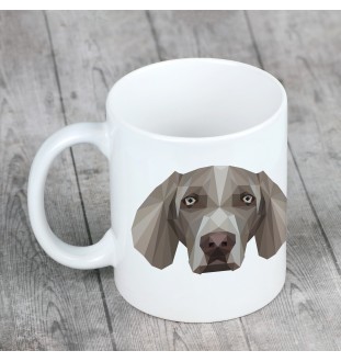 Weimaraner, Grey Ghost - cup with a geometric dog image and the inscription Art-Dog