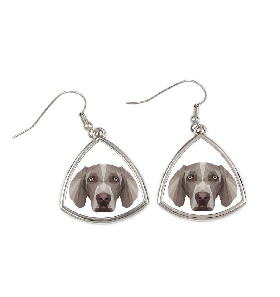 Weimaraner, Weimaraner Vorstehhund - Ohrringe mit einem Bild und dem Schriftzug "Geometrischer Hund" von Art-Dog