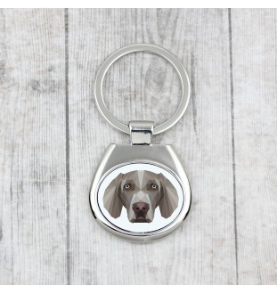 Weimaraner, Grey Ghost - geometric keychain with a photo and the inscription Art-Dog