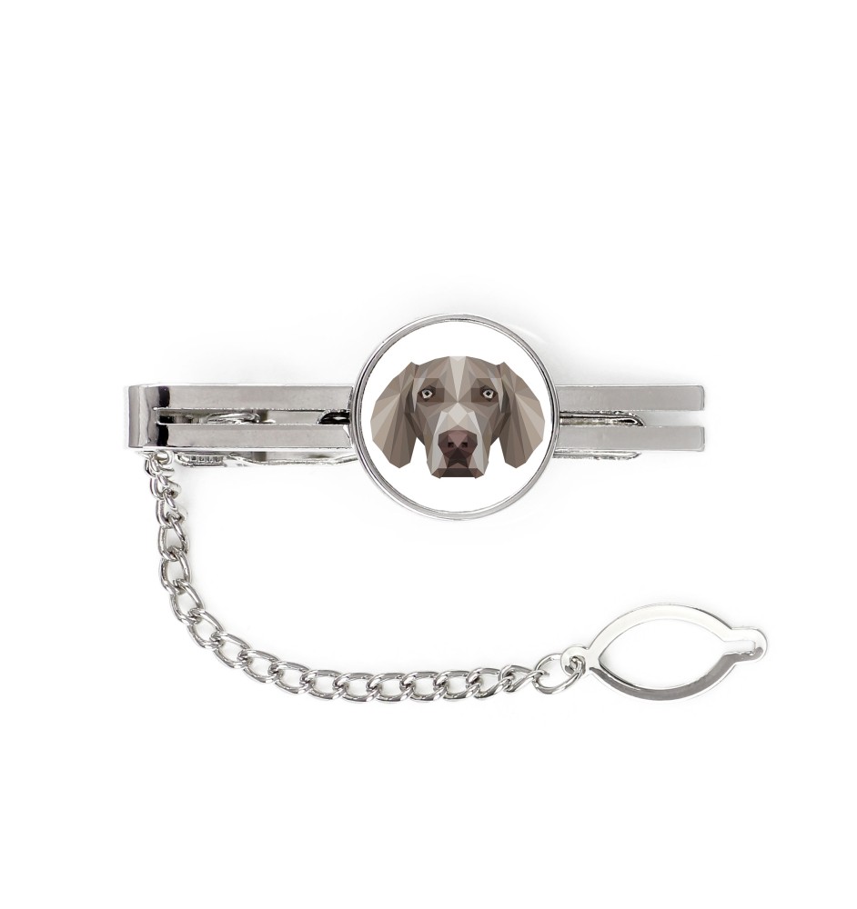 Weimaraner, Weimaraner Vorstehhund - geometrische Krawattennadel mit Bild und Schriftzug von Art-Dog