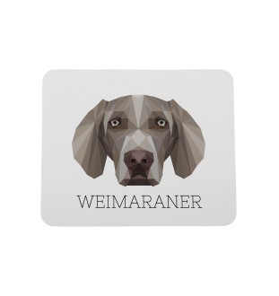 Braque de Weimar, Weimaraner - tapis de souris géométrique avec photo et inscription Art-Dog