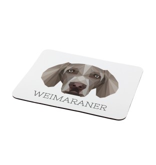 Braque de Weimar, Weimaraner - tapis de souris géométrique avec photo et inscription Art-Dog