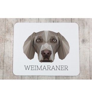 Braque de Weimar, Weimaraner - tapis de souris géométrique avec photo et inscription Art-Dog
