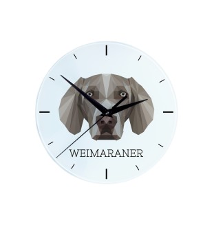 Weimaraner, Grey Ghost - geometric wall clock with a picture and the brand name Art-Dog