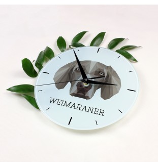 Weimaraner, Grey Ghost - geometric wall clock with a picture and the brand name Art-Dog