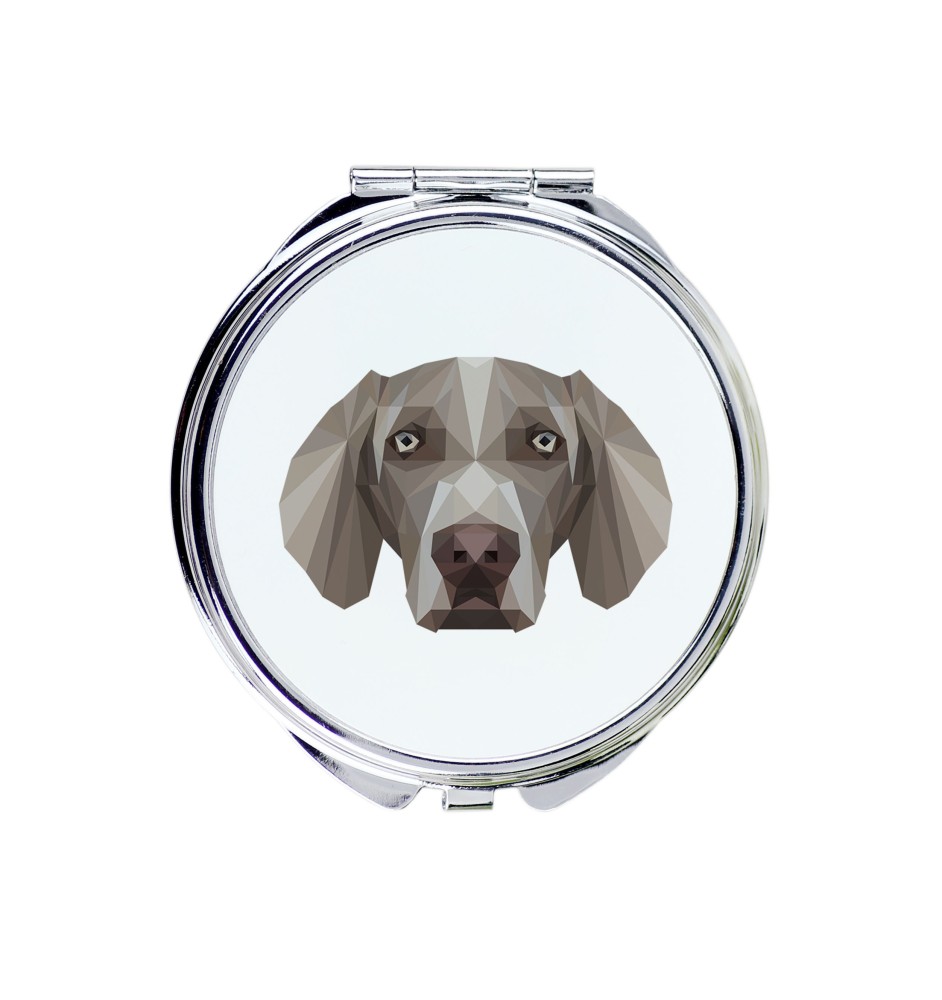 Weimaraner, Grey Ghost - mirror with a geometric design and the brand name Art-Dog