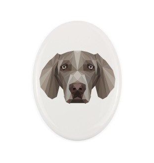 Weimaraner, Grey Ghost - a plate with a geometric design and the brand name Art-Dog