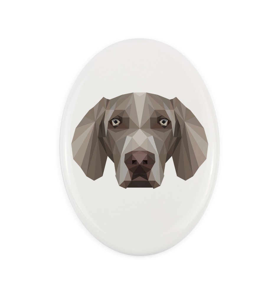 Braque de Weimar, Weimaraner - une plaque avec une photo et un motif géométrique de la marque Art-Dog