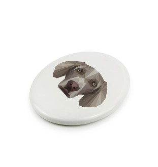 Weimaraner, Grey Ghost - a plate with a geometric design and the brand name Art-Dog