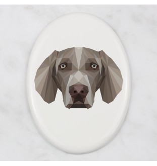 Braque de Weimar, Weimaraner - une plaque avec une photo et un motif géométrique de la marque Art-Dog