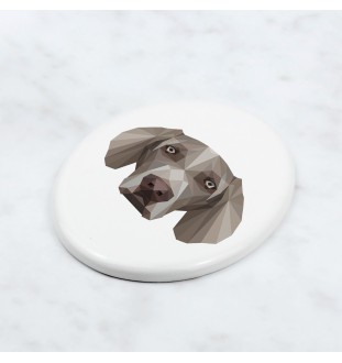 Braque de Weimar, Weimaraner - une plaque avec une photo et un motif géométrique de la marque Art-Dog