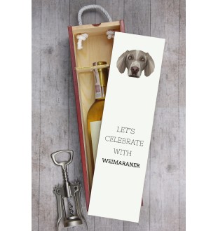 Braque de Weimar, Weimaraner - une boîte géométrique avec une photo et un texte pour le vin de la marque Art-Dog