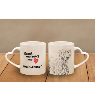Weimaraner, Grey Ghost - cup with a dog, adorable cup with a heart-shaped handle, universal gift from the Art-Dog brand