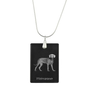 Braque de Weimar, Weimaraner - Pendentif en cristal avec chien, collier en argent avec photo, pendentif personnalisé par la marque Art-Dog