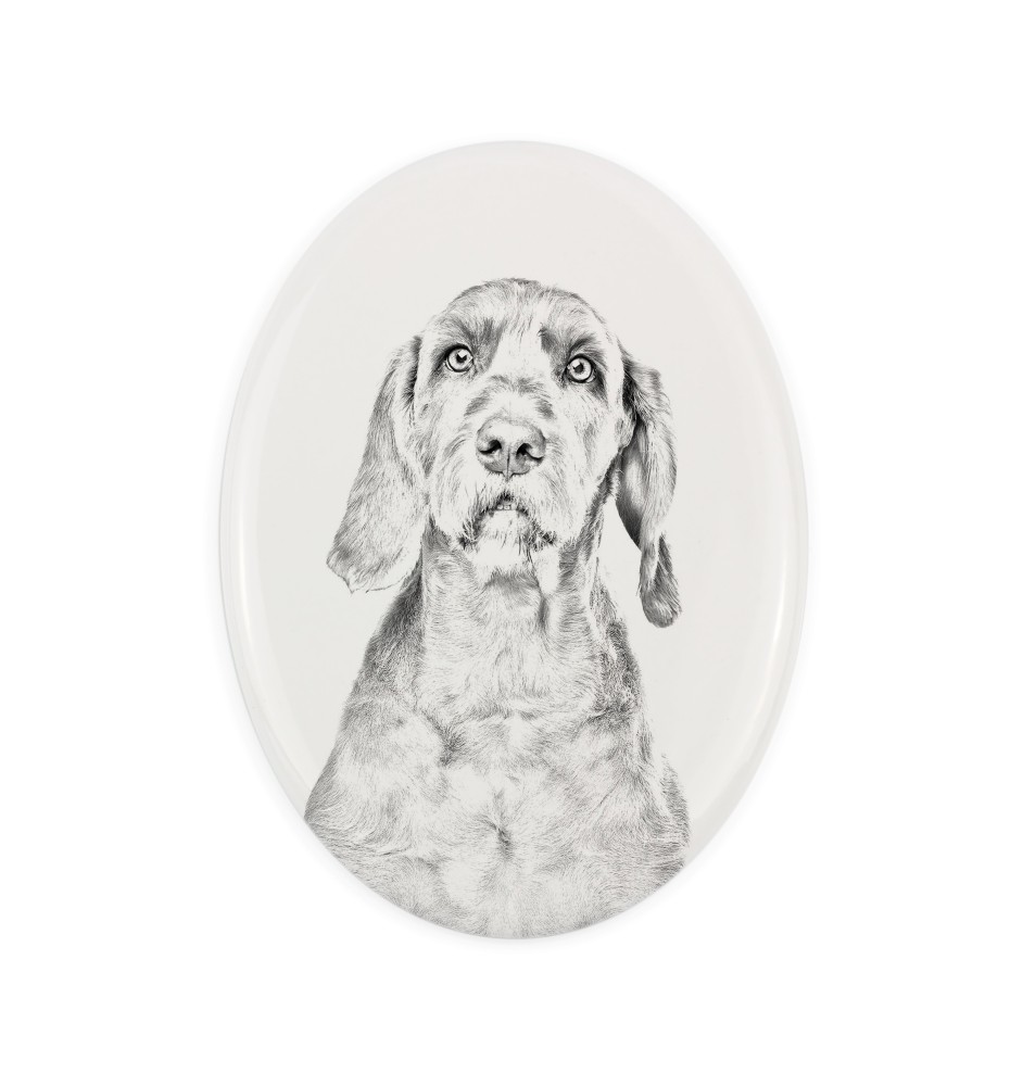 Drahthaar Vizsla, Drahthaarige Ungarische Vorstehhund - Gedenktafel mit einem Foto eines Hundes, Grabplatte mit Druck, personalisierte ovale Platte der Marke Art-Dog