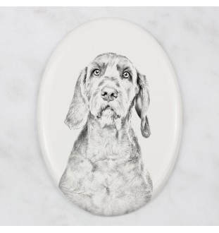 Drahthaar Vizsla, Drahthaarige Ungarische Vorstehhund - Gedenktafel mit einem Foto eines Hundes, Grabplatte mit Druck, personalisierte ovale Platte der Marke Art-Dog