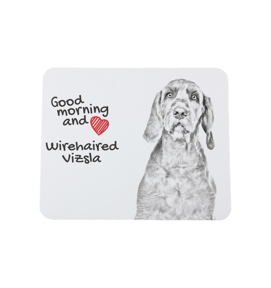 Drahthaar Vizsla, Drahthaarige Ungarische Vorstehhund - Mauspad mit Druck, personalisiertes Mauspad mit Hund, einzigartiges Gadget für Büroangestellte von Art-Dog.