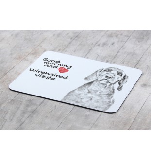 Drahthaar Vizsla, Drahthaarige Ungarische Vorstehhund - Mauspad mit Druck, personalisiertes Mauspad mit Hund, einzigartiges Gadget für Büroangestellte von Art-Dog.