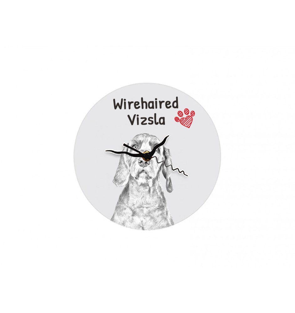 Drahthaar Vizsla, Drahthaarige Ungarische Vorstehhund - Wanduhr mit Hund, Regal Uhr mit Druck, personalisierte Hausdekoration von Art-Dog.