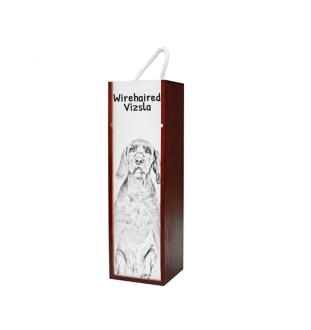 Drahthaar Vizsla, Drahthaarige Ungarische Vorstehhund - Weinbox mit Hund, Alkoholbox mit Grafik, personalisierte Geschenkbox der Marke Art-Dog