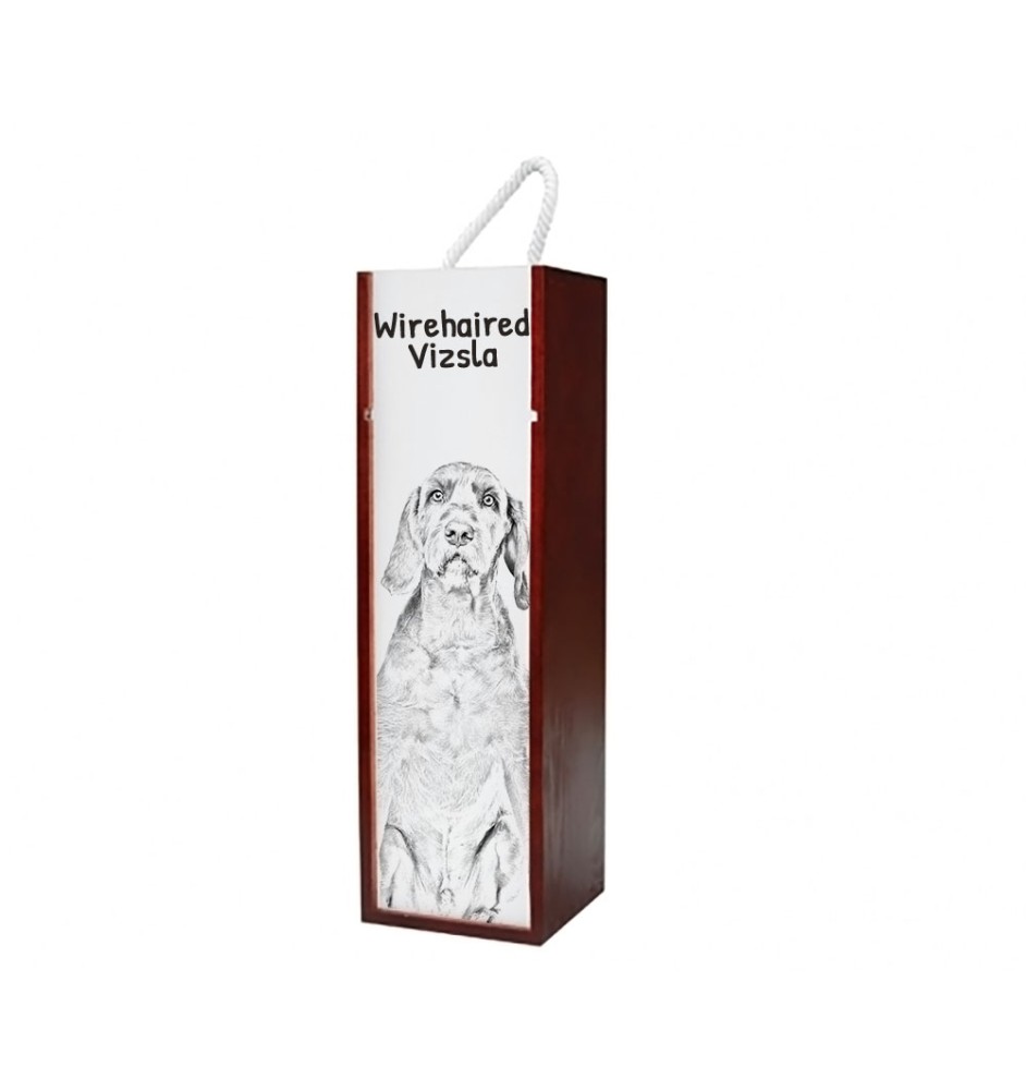 Drahthaar Vizsla, Drahthaarige Ungarische Vorstehhund - Weinbox mit Hund, Alkoholbox mit Grafik, personalisierte Geschenkbox der Marke Art-Dog