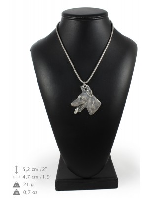 Doberman pincher - necklace (silver chain) - 3381 - 34651