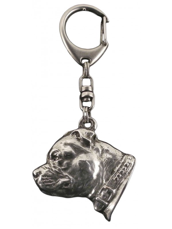 Staffordshire Bull Terrier - keyring (silver plate) - 63 