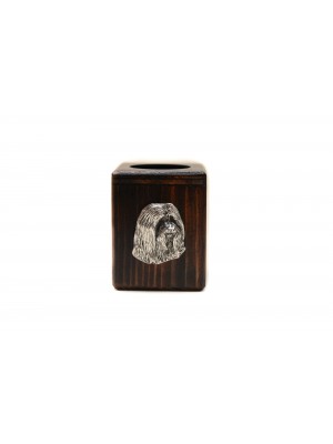 Bearded Collie - candlestick (wood) - 3907 